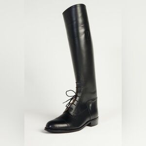 The Effingham by Bond Boot Black Leather Equestrian Lace Tall Riding Boots Sz 8